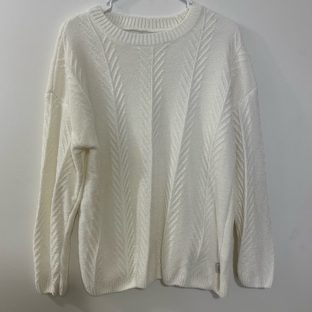 Orvis Women's Off White Chenille Soft Textured Knit Cozy‎ Pullover Sweater Large